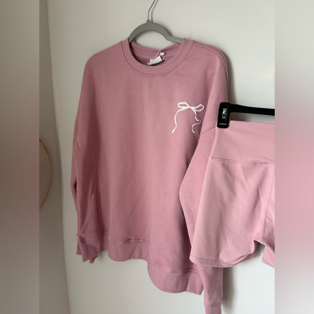 Pink Probably at Pilates crewneck Sweatshirt and Shorts two piece Set - Picture 5 of 5